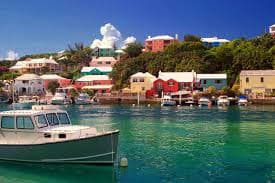 Bermuda pastel waterfront houses