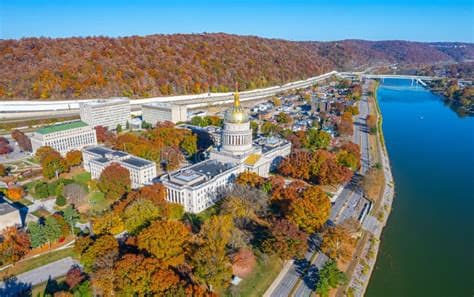 Charleston West Virginia State Capitol with fall colors