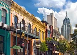 Mobile Alabama colorful downtown