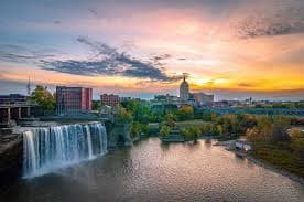 Rochester New York High Falls at sunset