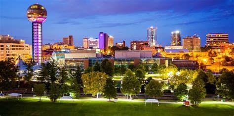 Knoxville Tennessee Sunsphere at twilight