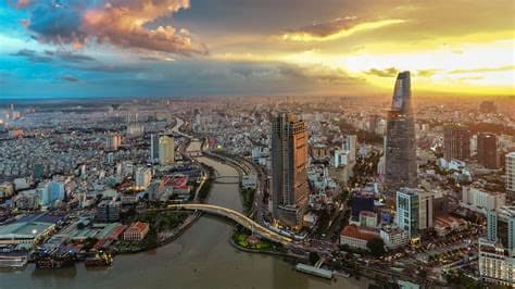 Ho Chi Minh City skyline and Saigon River